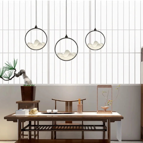 lustre chinois rétro en fer avec lumière led décorative