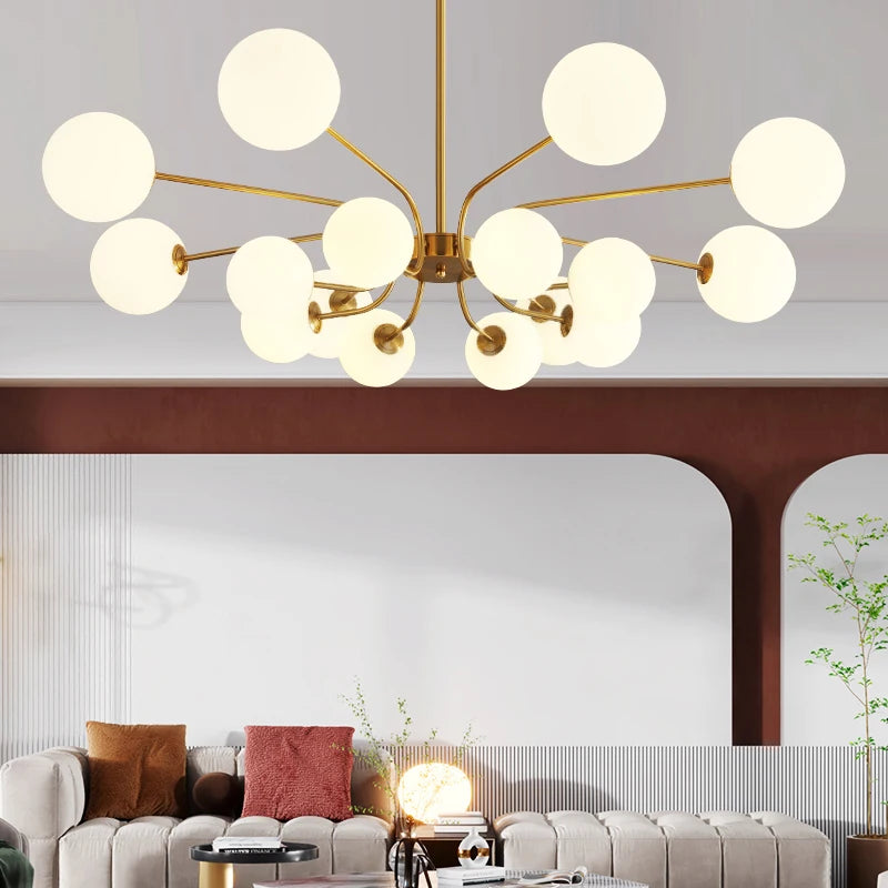 suspension en métal chromé avec boule de verre décorative - vue 5 sur 10