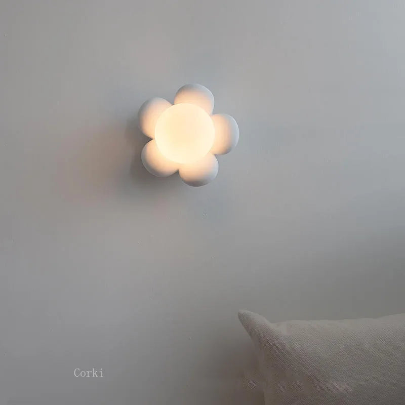 Applique murale LED à fleurs roses et blanches