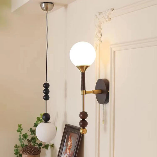 Applique murale Vintage en bois et verre