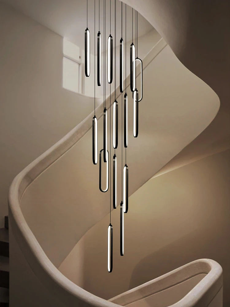 lustre led moderne avec anneau pivotant pour escalier - vue 4 sur 11