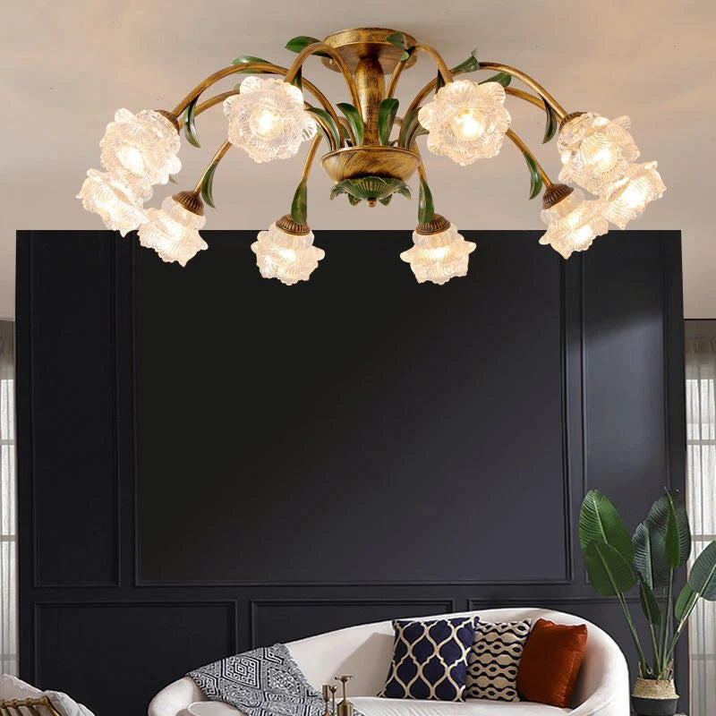 plafonnier led en verre 8 têtes style jardin français moderne pour magasin de fleurs