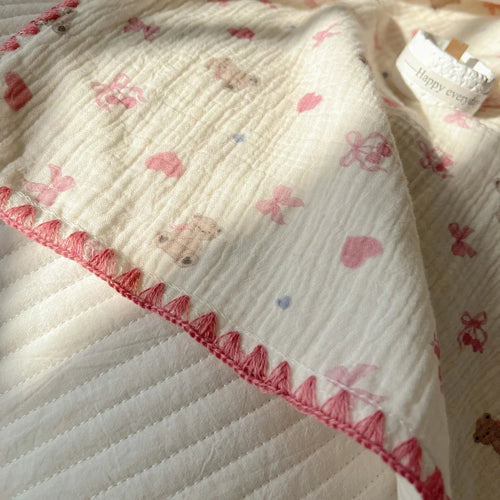 Plaid coton motifs cartoon enfant ete leger