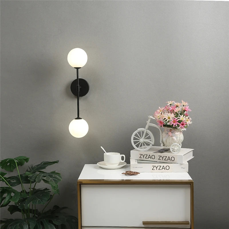 Applique murale post-modernes LED applique murale en verre Simple doré avec ampoule G9 nordique créative chambre salon allée lampe de chevet - vue 5 sur 10