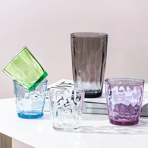 Verres incassables en acrylique style vintage strié réutilisables