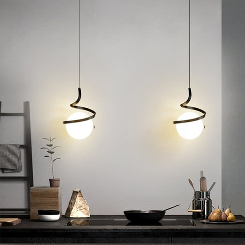 Suspension design LED minimaliste ondulé Polino