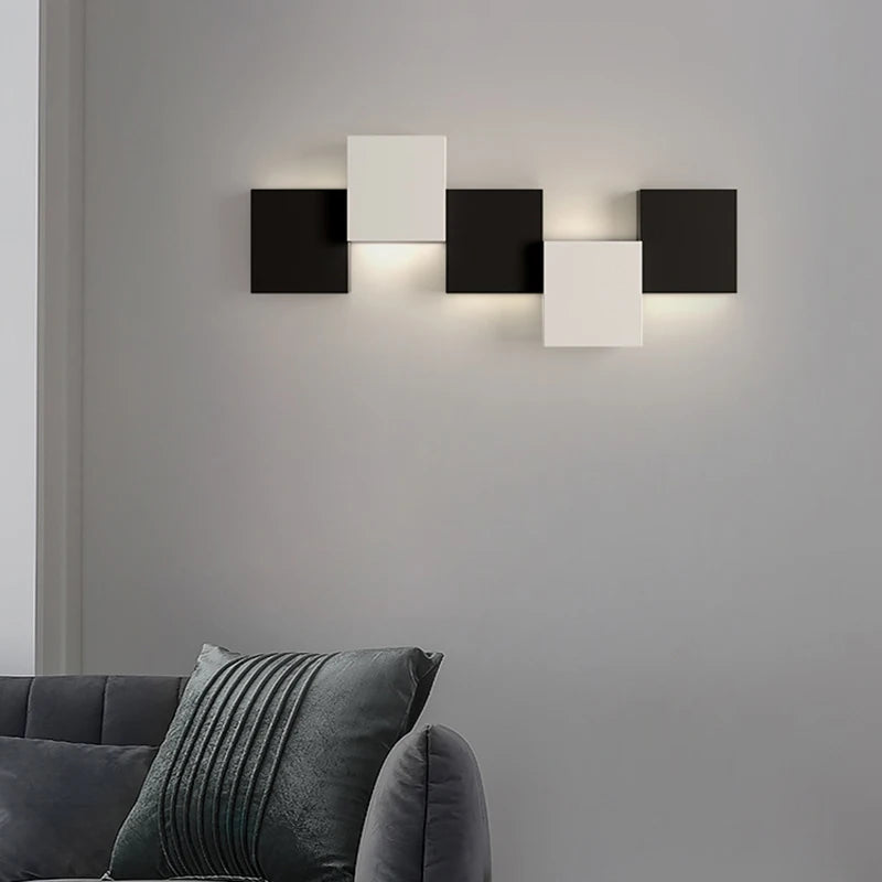 Applique murale design carrés noir et blanc minimaliste - vue 3 sur 9