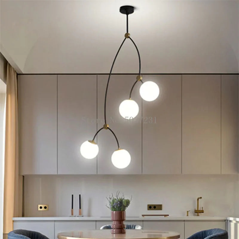 lustre moléculaire nordique suspension lumière magique haricot led