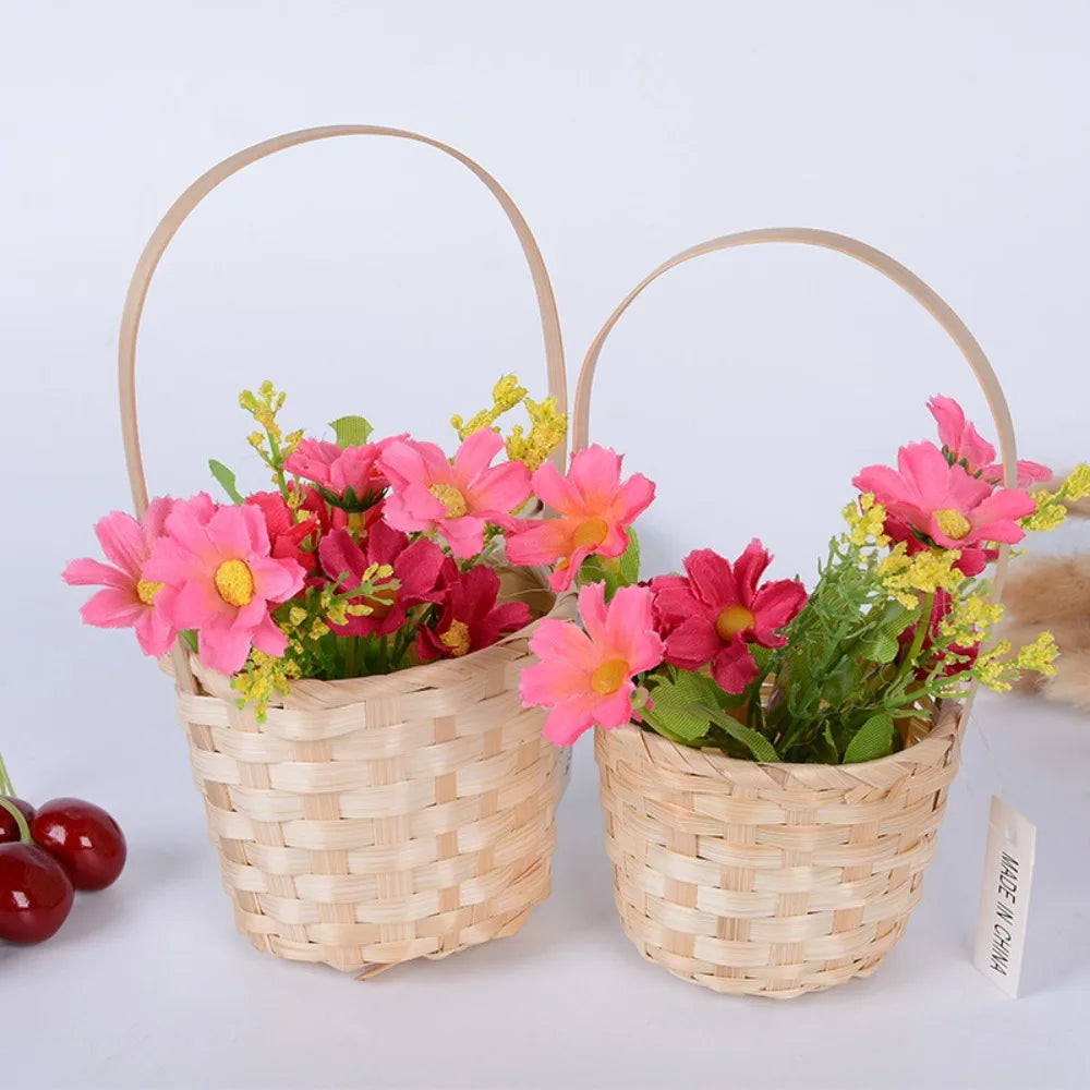 panier de rangement fait main en rotin multifonction pour cuisine ou fleurs - vue 4 sur 12