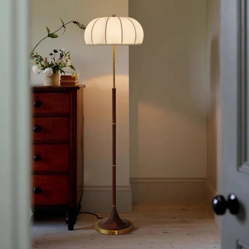 lustre design nordique lampadaire rétro en tissu avec lumière led - vue 6 sur 13