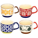 Ensemble tasses japonaises motifs floraux style retro ceramique