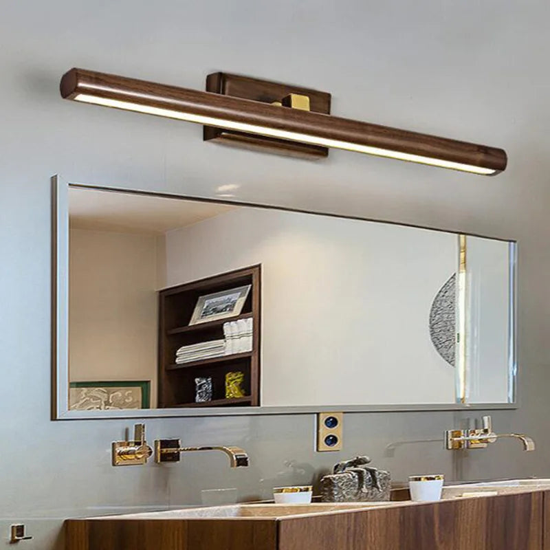 Nordique 40cm bois miroir avant lampe LED intérieur applique murale pour armoire salle de bain chevet lecture maison intérieur décor applique murale 6pa