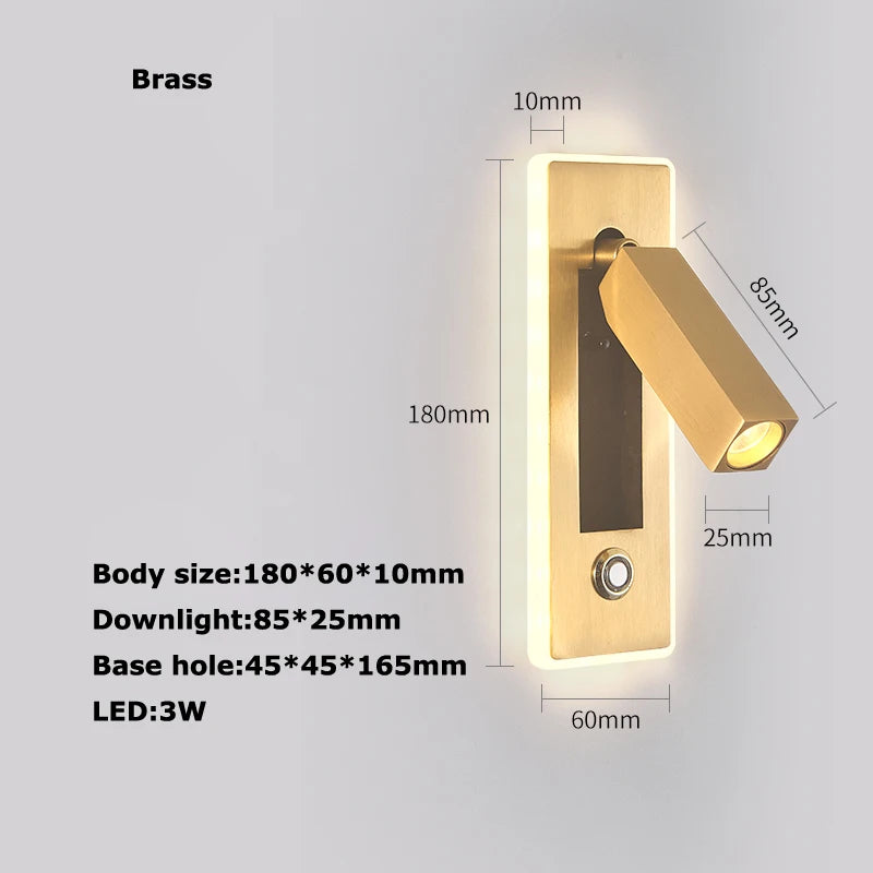 applique murale led rotative avec interrupteur pour lecture