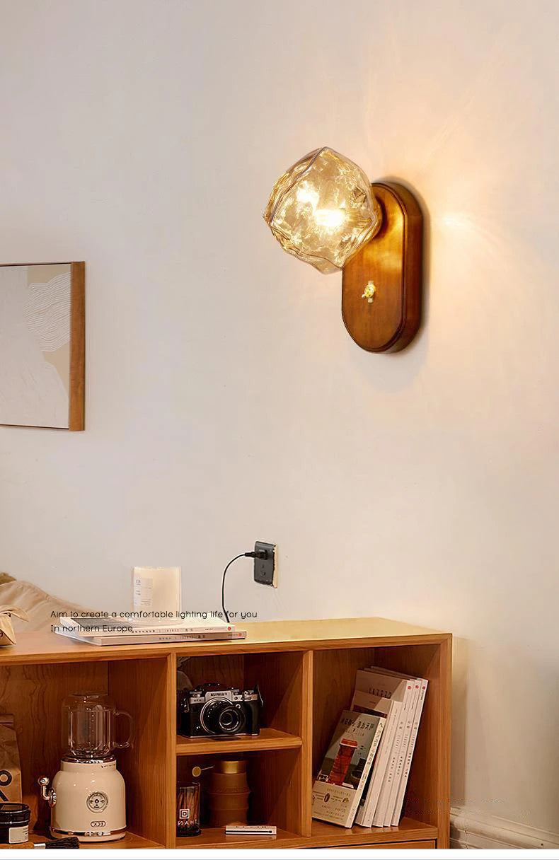 applique murale moderne en bois design nordique avec éclairage led - vue 7 sur 9