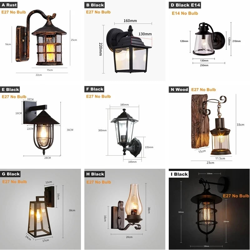 applique murale led rustique en fer vintage pour intérieur et extérieur - vue 7 sur 23