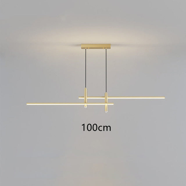 Lustre design LED minimaliste en barre métallique Sarno - vue 11 sur 12