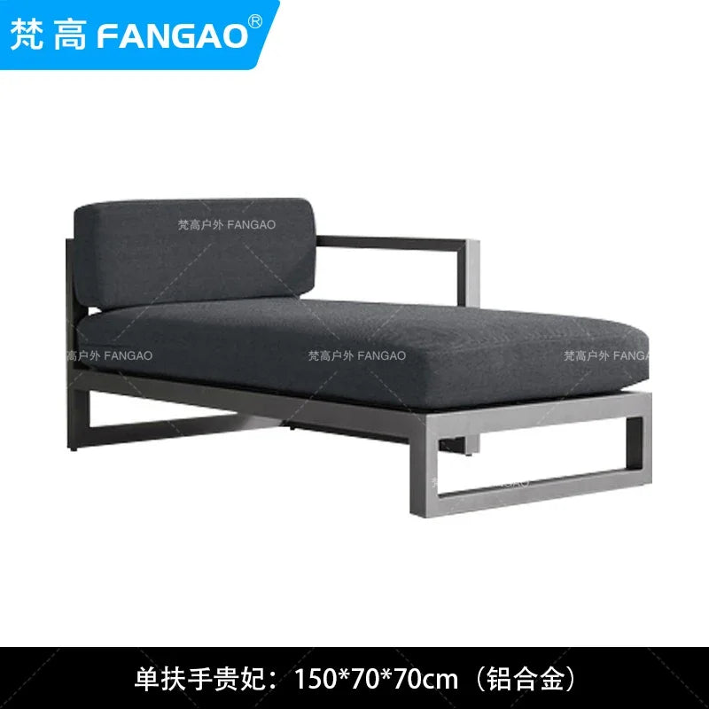 canapé extérieur nordique en acier inoxydable et aluminium