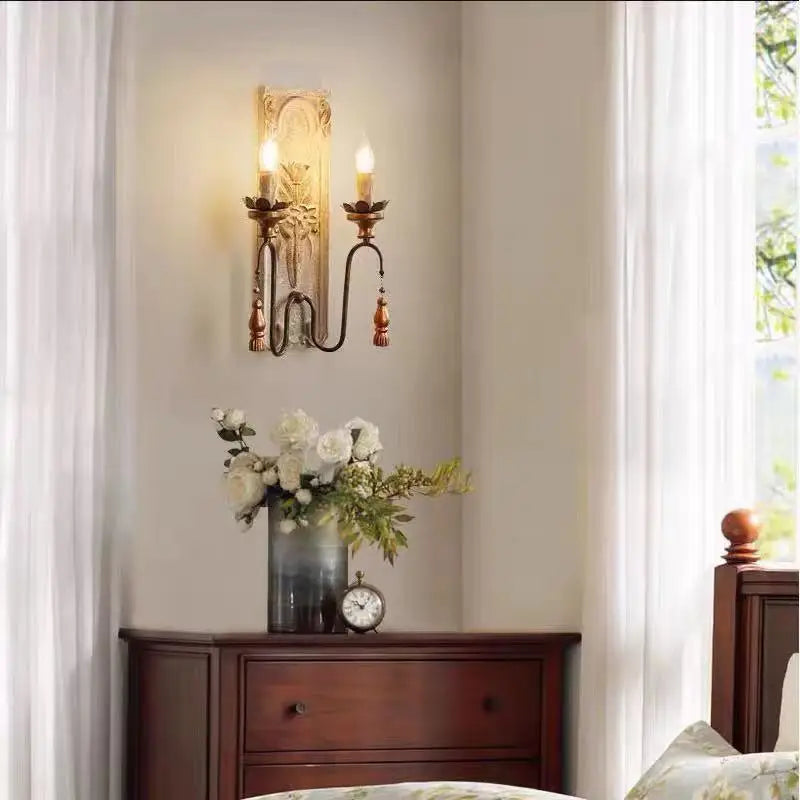 applique murale vintage en bois massif style américain et français