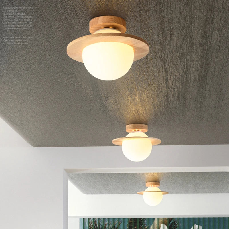 plafonnier led en bois massif design minimaliste moderne - vue 3 sur 8