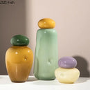 vase elliptique en verre avec couvercle pour fleurs décoratives