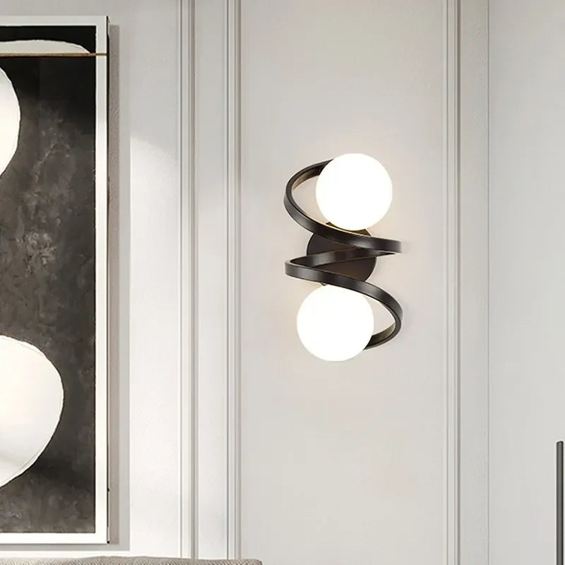 applique murale moderne verre spirale fer éclairage haut bas bar chevet salon décoration maison - vue 5 sur 16