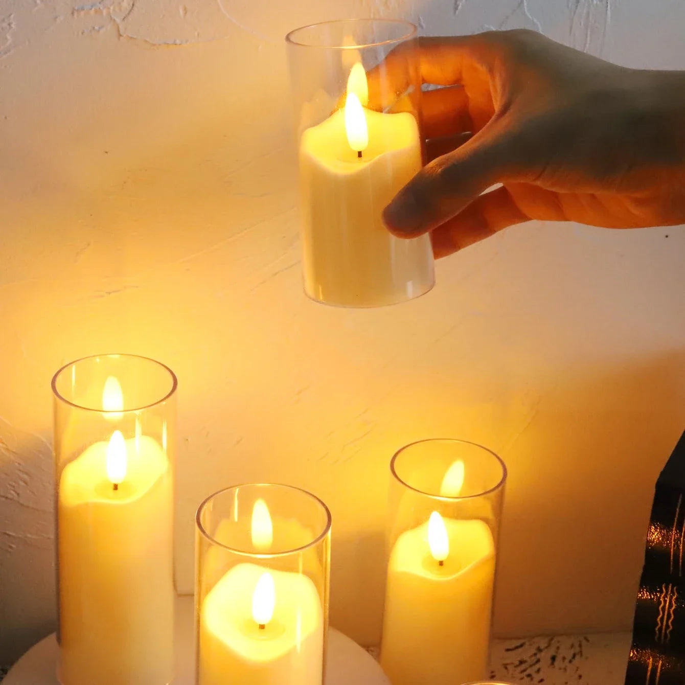 lot de 6 bougies led sans flamme en verre pour mariage et noël - vue 4 sur 9
