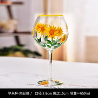 Verres à vin hauts motifs floraux dessinés main