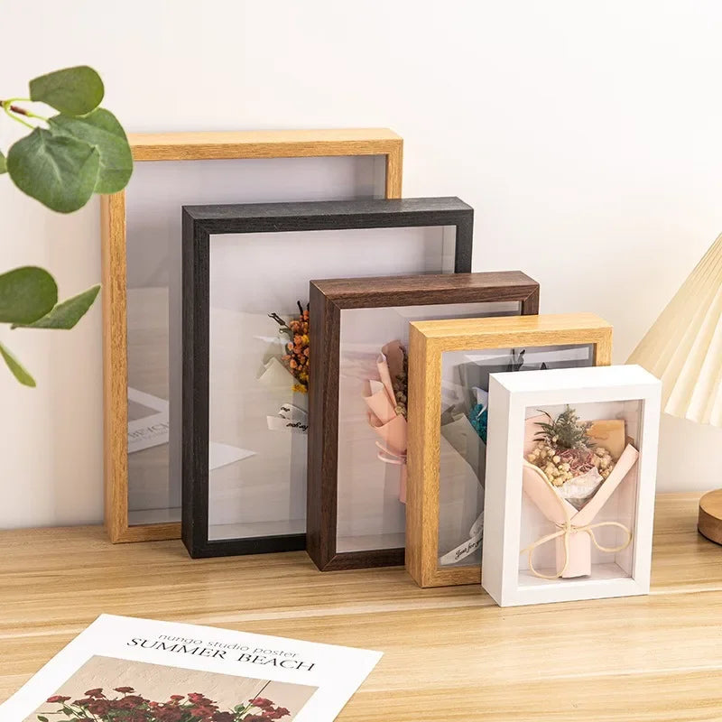 Cadres photo en bois 3d support fleurs séchées fait main décoration