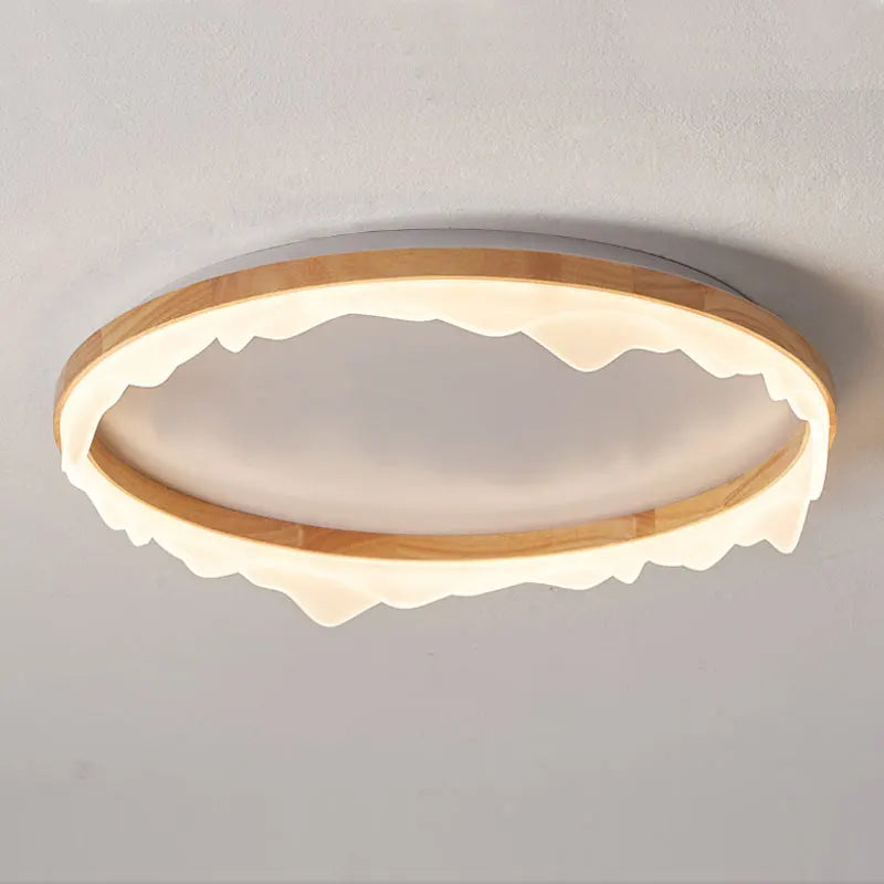 plafonnier en bois intelligent avec anneaux à led moderne - vue 7 sur 10
