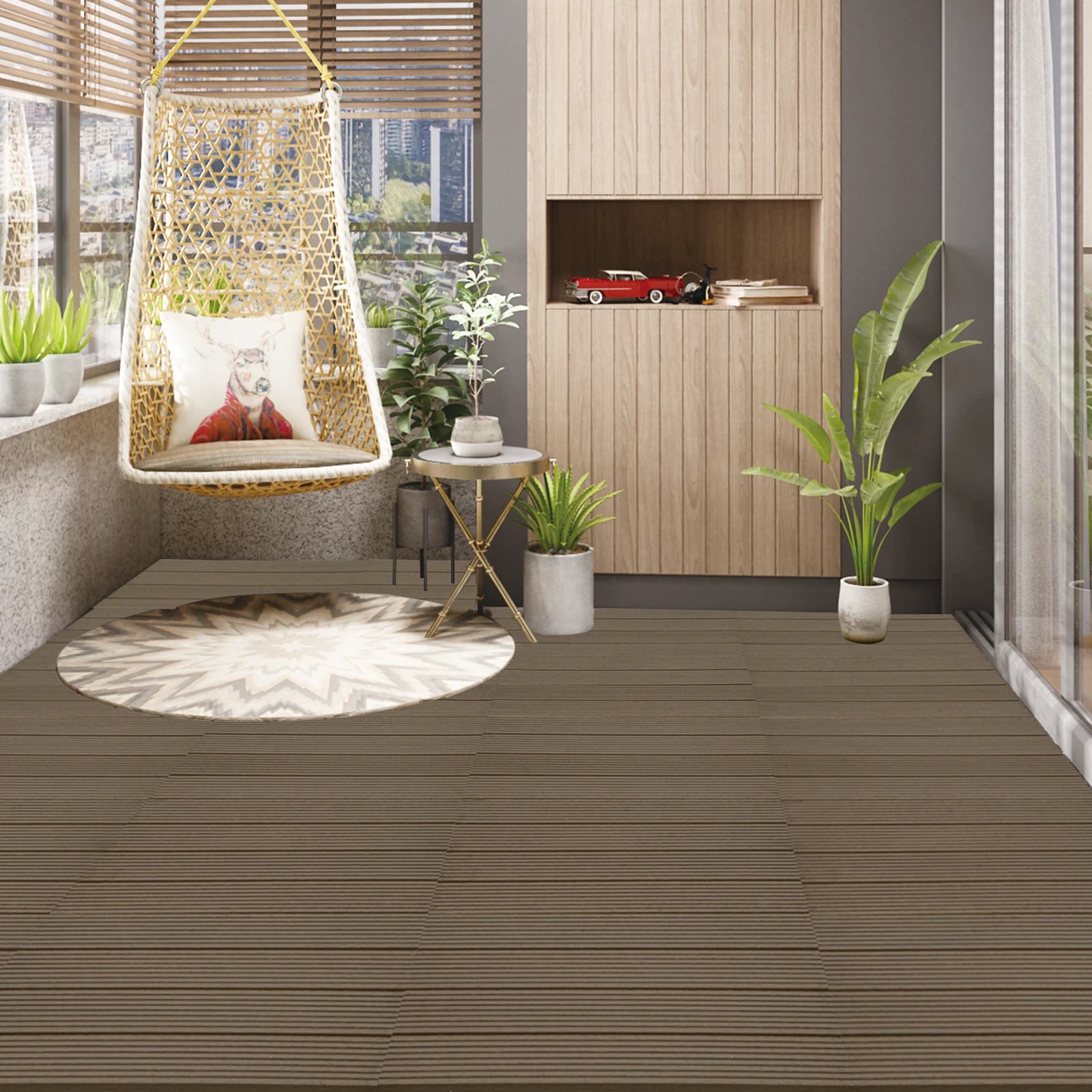 Dalles terrasse wpc emboitables 30x60 6 lames