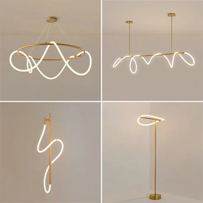 lustre nordique moderne doré brillant sandyha éclairage intérieur - vue 6 sur 19