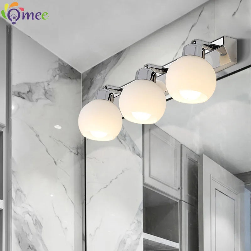 éclairage vanité salle bains cristal moderne chrome noir acier inoxydable miroir e26 - vue 5 sur 9
