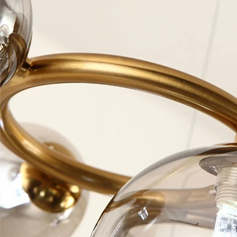 lustre nordique en verre fumé et doré pour intérieur moderne - vue 5 sur 12
