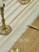 Chemin de table coton gaze vintage couleur unie