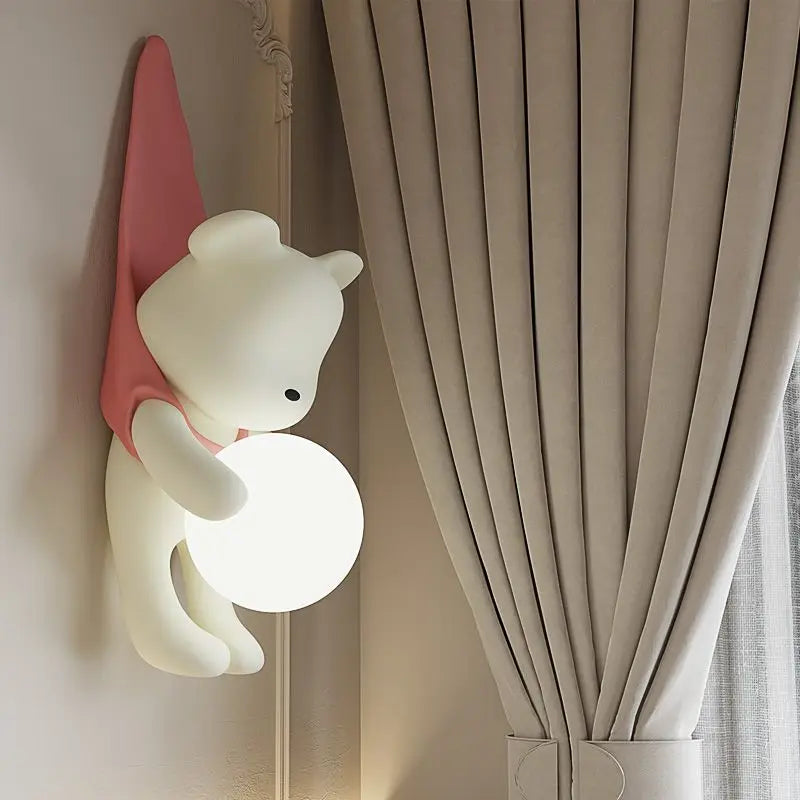applique murale en résine led petit ours moderne - vue 3 sur 8