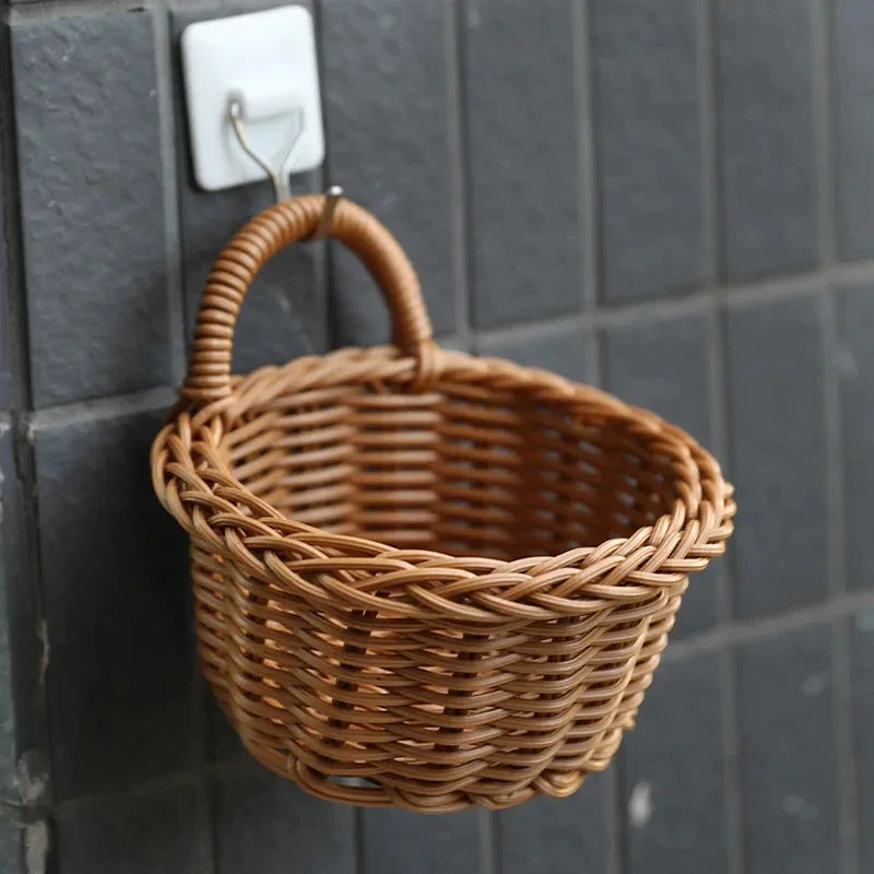 panier de rangement mural suspendu tissé pour fleurs et légumes - vue 7 sur 10