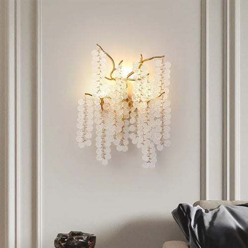 applique murale moderne en cristal et aluminium doré