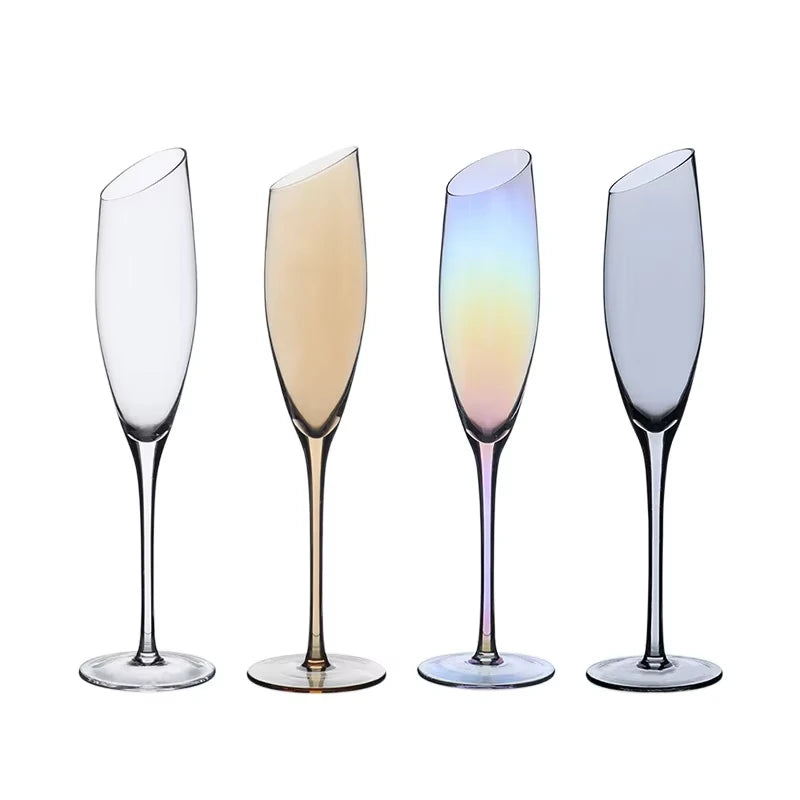 Verres champagne biseautés style nordique effet changeant - vue 7 sur 7