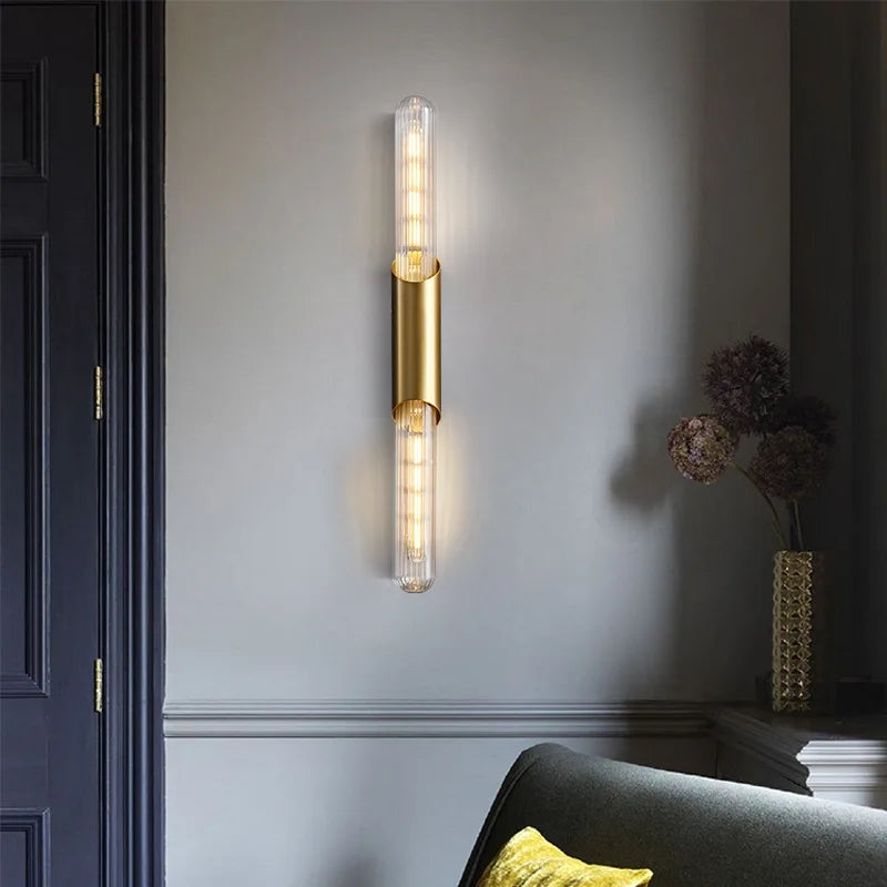 Applique murale led longue moderne en verre fer