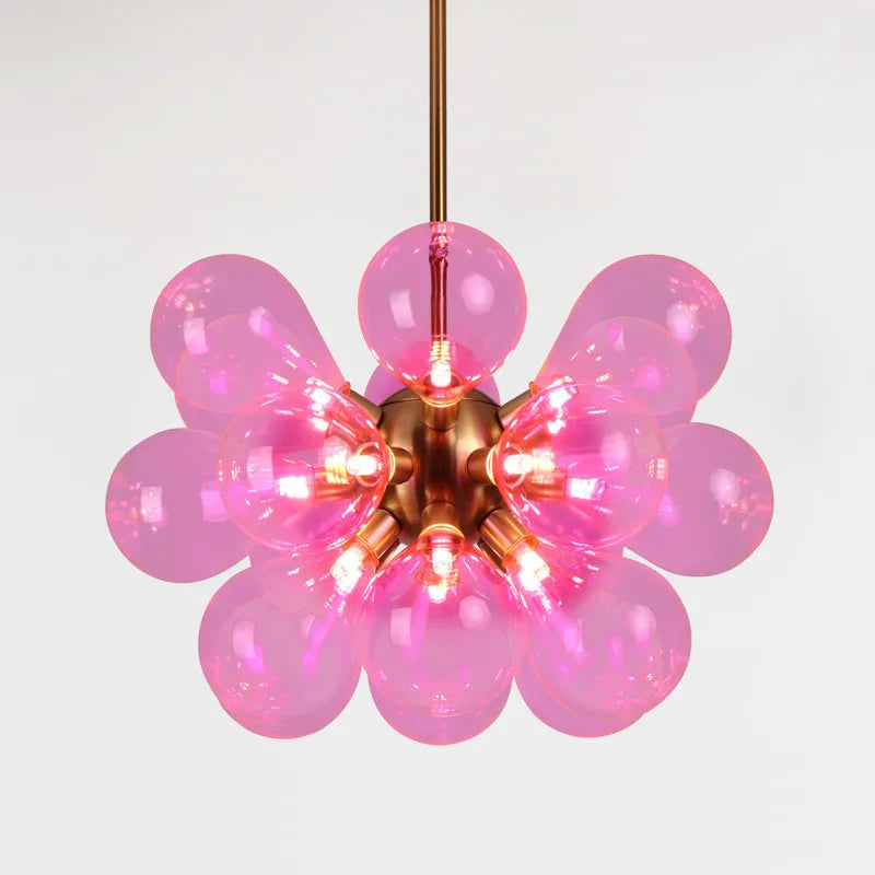 lustre nordique boule verre led décoration maison suspendu - vue 4 sur 10