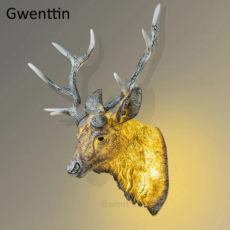 applique murale moderne en bois de cerf avec lumière led décorative - vue 6 sur 14