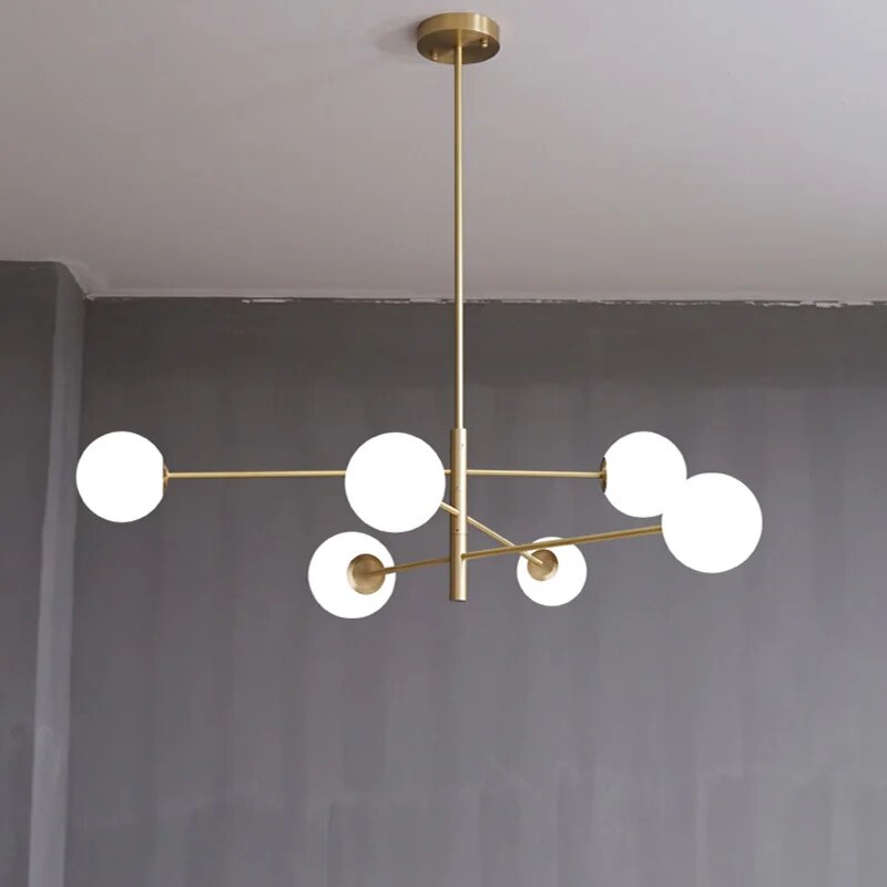 Lustre moderne en verre et laiton