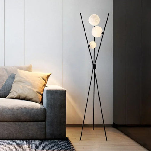 Lampadaire LED lune boule de verre