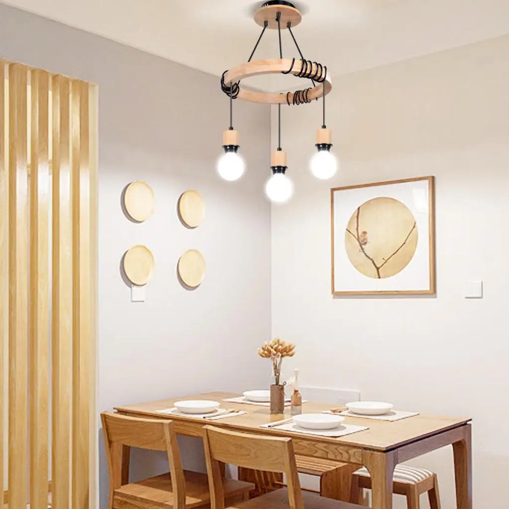 lustre industriel araignée nordique en bois rétro loft