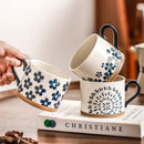 Mug ceramique japonais retro fleurs cerisier peint main