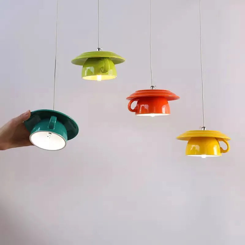 suspension en céramique design art thé éclairage led g4 - vue 4 sur 30