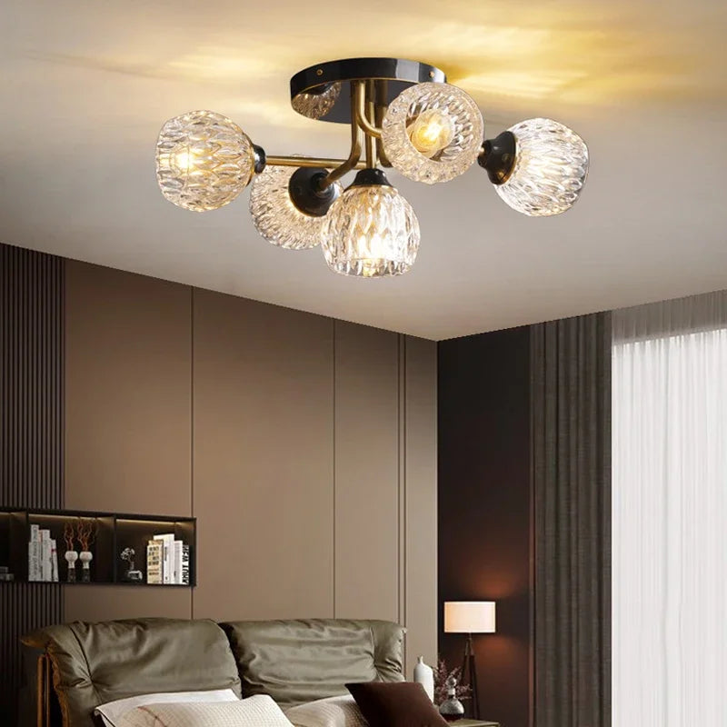 Lustre moderne nordique luxe en cristal et cuivre