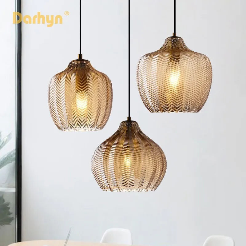 Lampe led suspendue verre design moderne - vue 2 sur 14