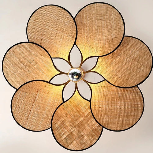Suspension design fleur façon cannage en rotin fait à la main