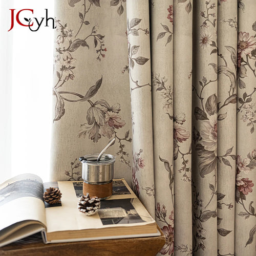 Rideau occultant motif floral style moderne salon chambre